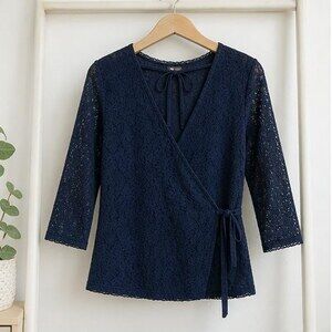 Navy Pleated Blouse